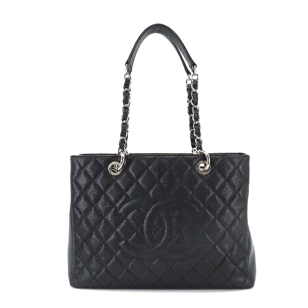 Chanel Matelasse Grand Shopping Chain Tote Bag GST Caviar Skin Black